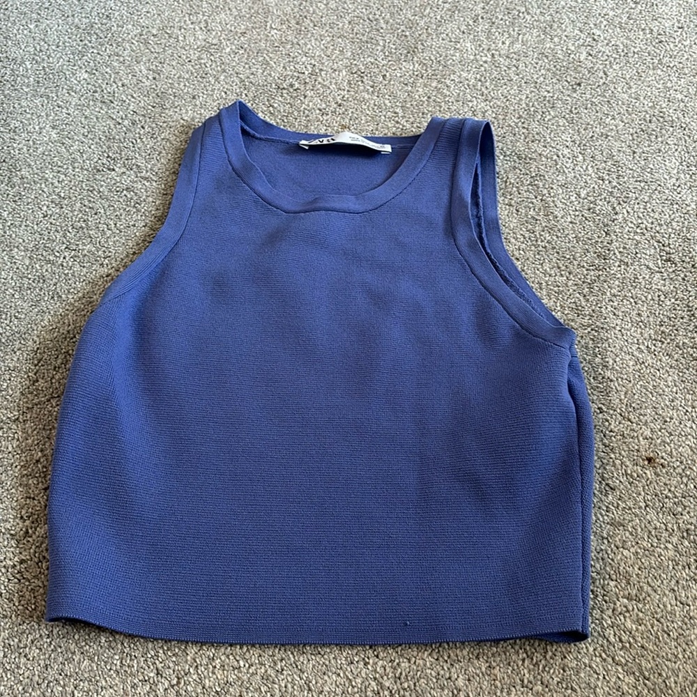 Zara Crop Ribbed Halter Top